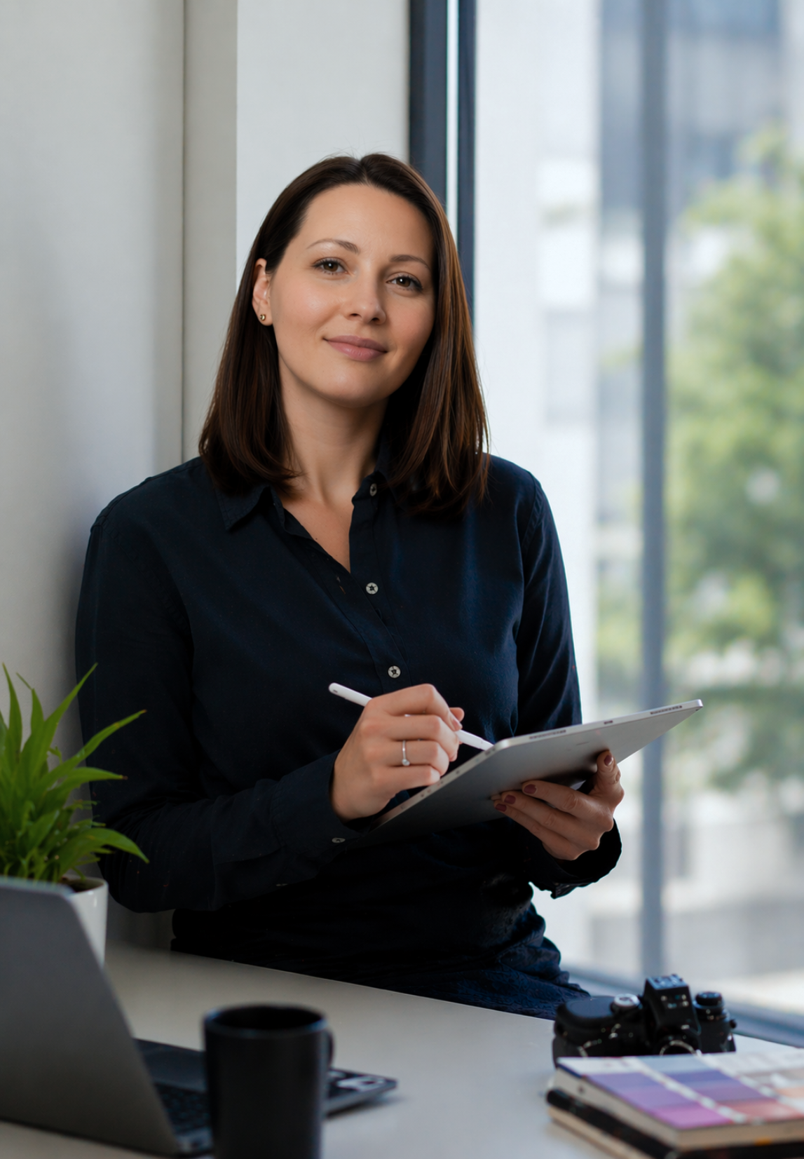 profile picture with the marketing manager adriana stefan at work